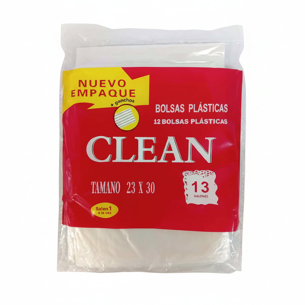 BOLSA DE BASURA PLÁSTICA CLEAN 13GL 12U