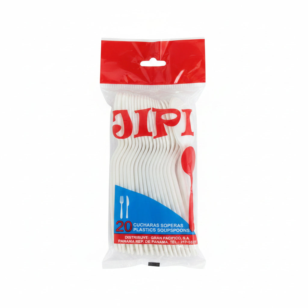 CUCHARAS DESECHABLES SOPERAS JIPI 20 U