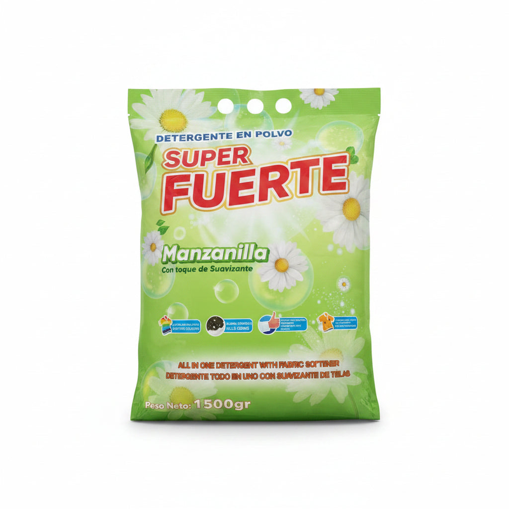 DETERGENTE EN POLVO MANZANILLA SUPER FUERTE 1500GR