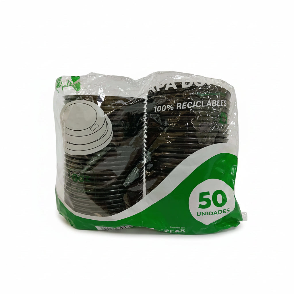 TAPA PLÁSTICA COLOR NEGRA 8OZ