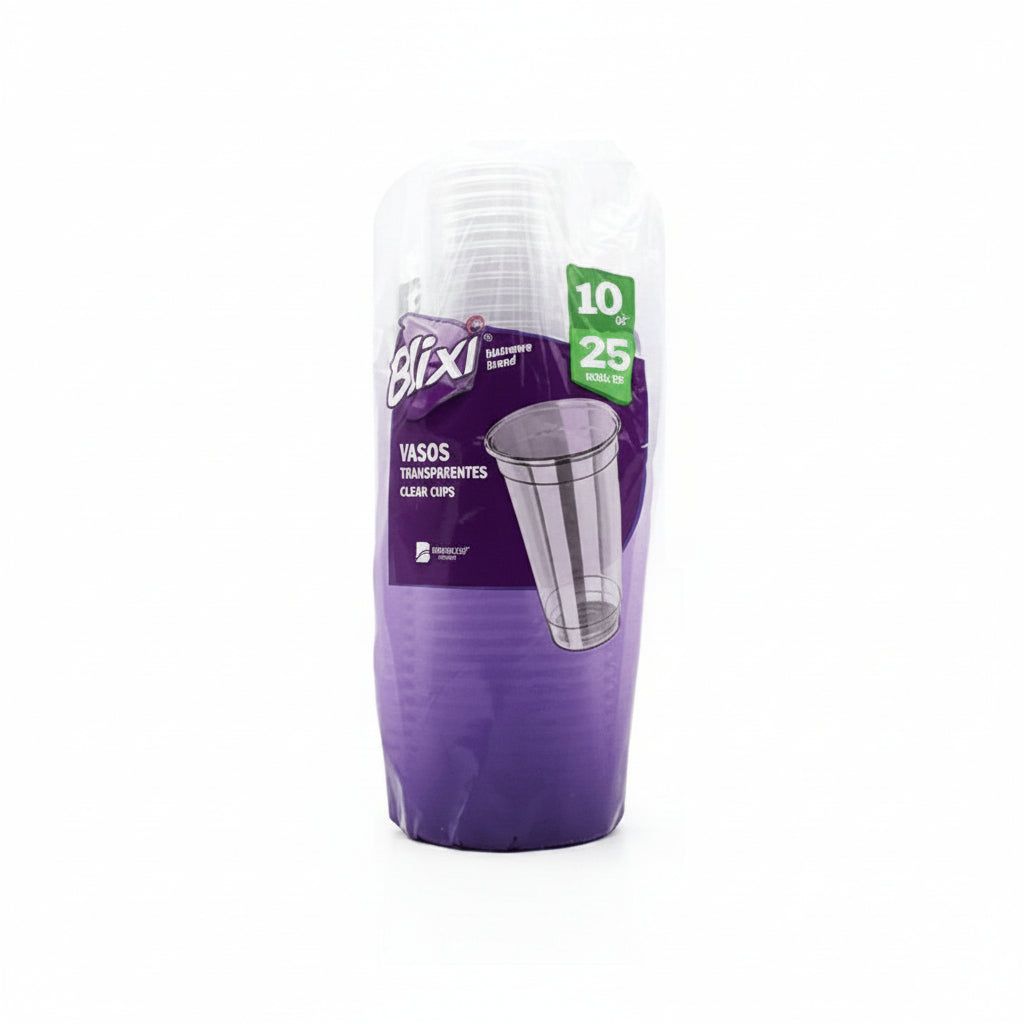 VASOS DESECHABLES TRANSPARENTES BLIXI 25U