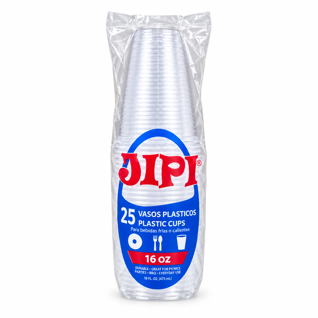 VASOS DESECHABLES TRANSPARENTE JIPI 16OZ