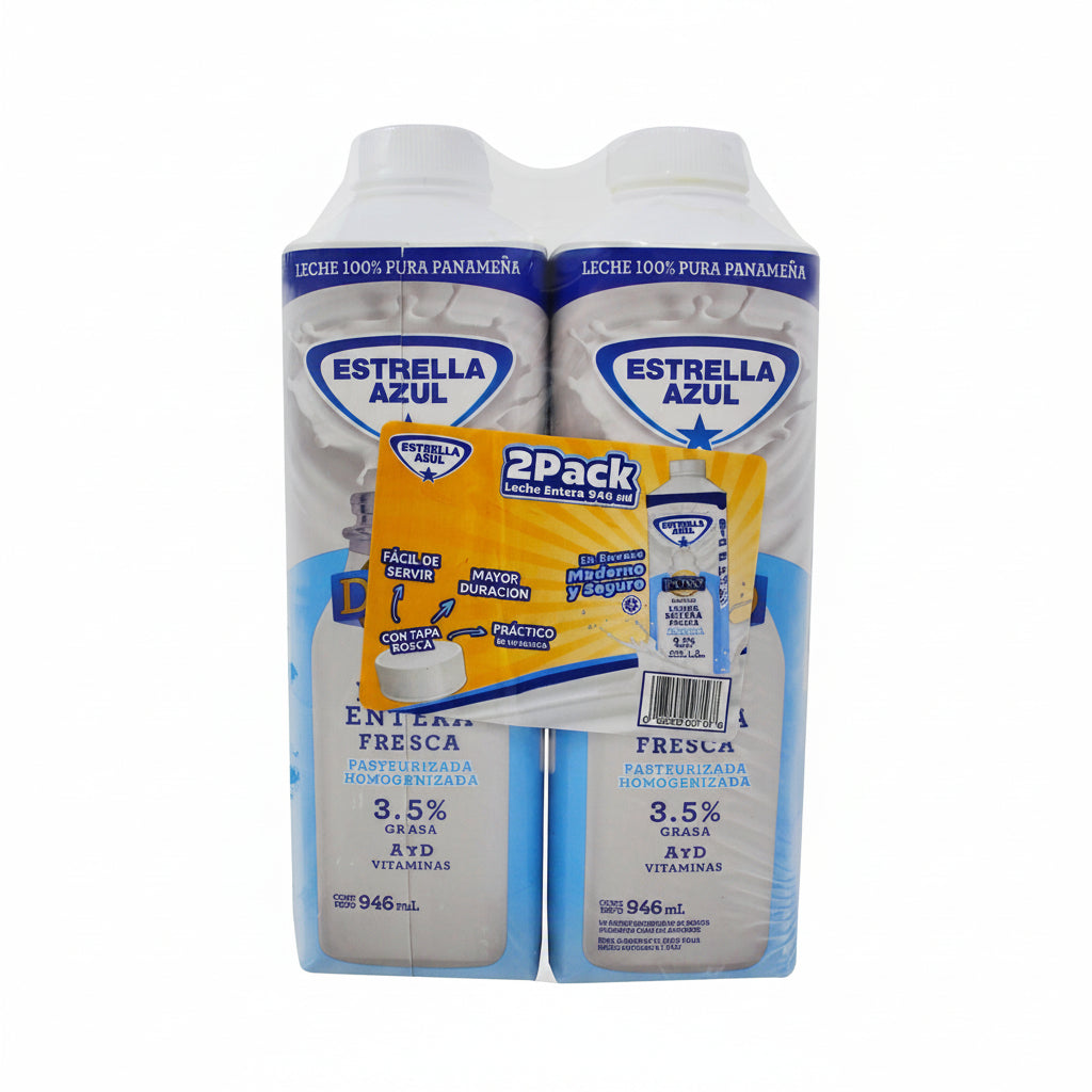 2PACK LECHE ENTERA ESTRELA AZUL 946ML