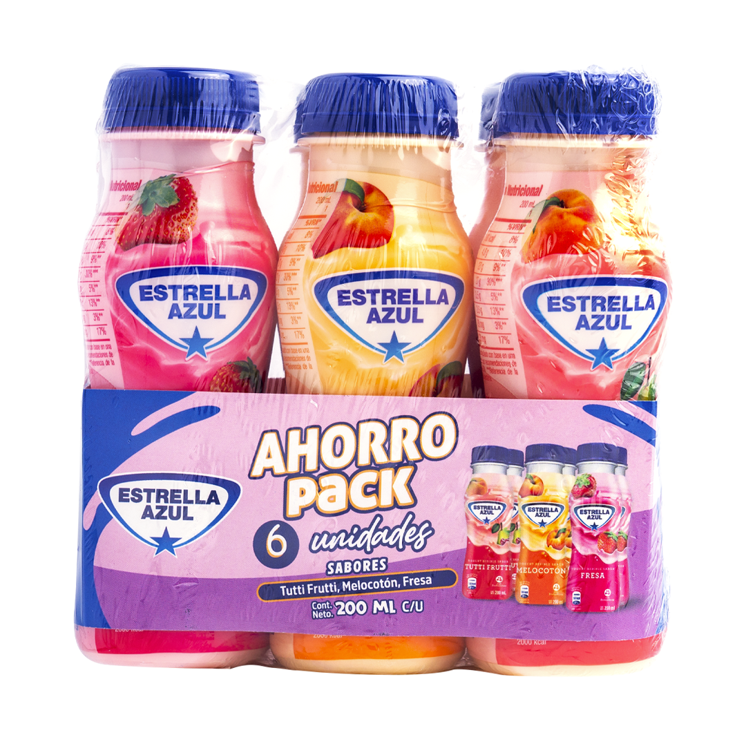 6PACK YOGURT BEBIBLE SURTI ESTR.AZUL 200ML