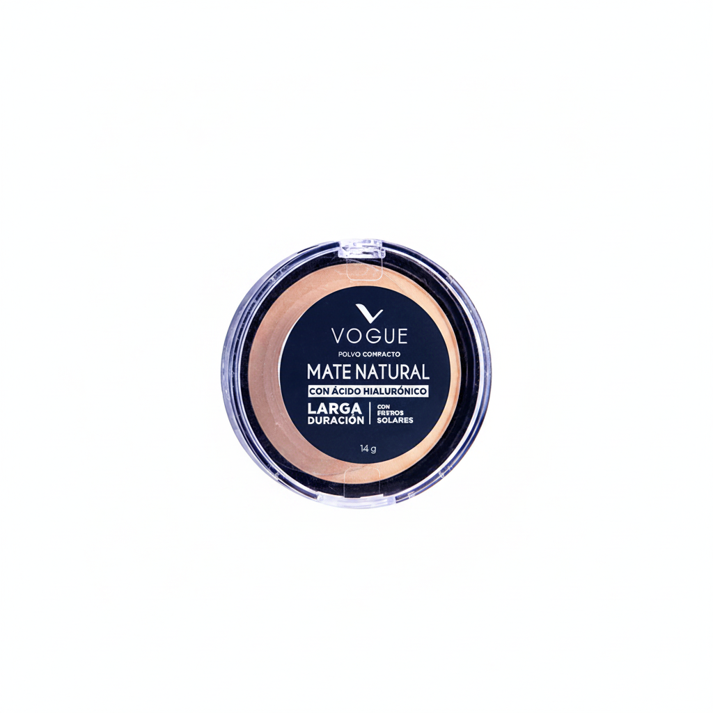 POLVO COMPACTO MATE NATURAL TONO TRIGUEÑO VOGUE