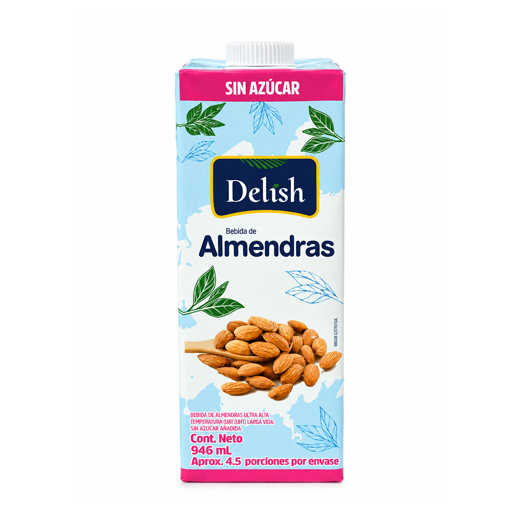 BEBIDA ALMENDRA SIN AZUCAR DELISH 946ML