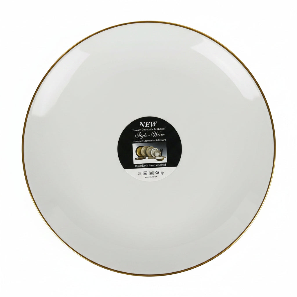 BANDEJA PLÁSTICA BORDE DORADO 35.5CM