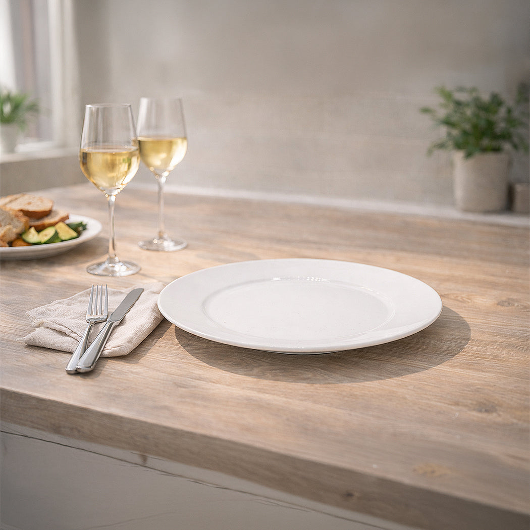 PLATO LLANO DE CERAMICA BLANCO 10.5PLG