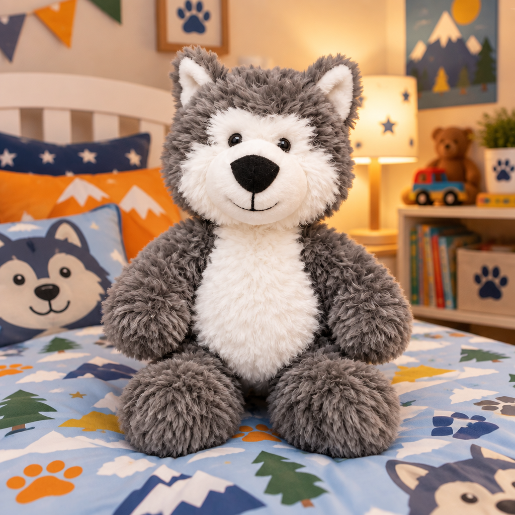 PELUCHE HUSKY 12" GRIS