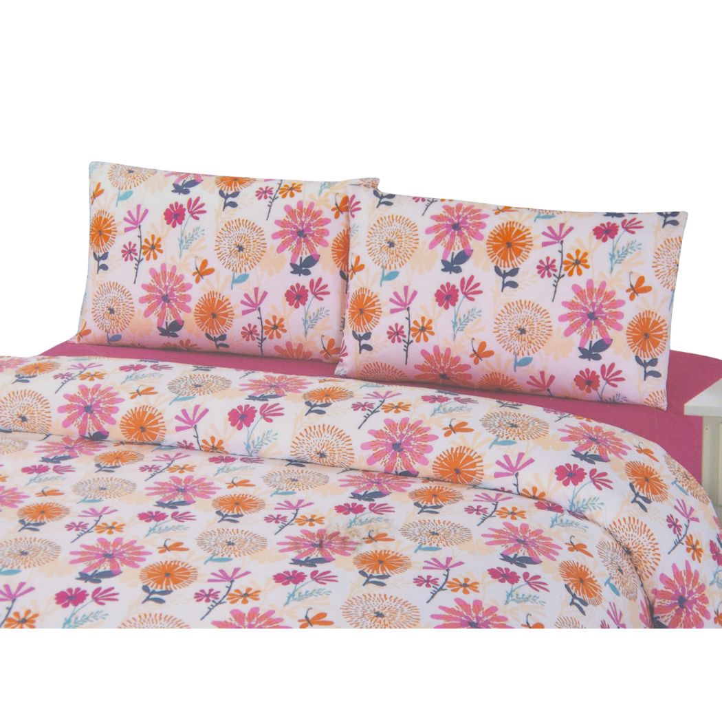 JUEGO DE SABANAS FULL DISEÑO DE FLORES 4 PZS