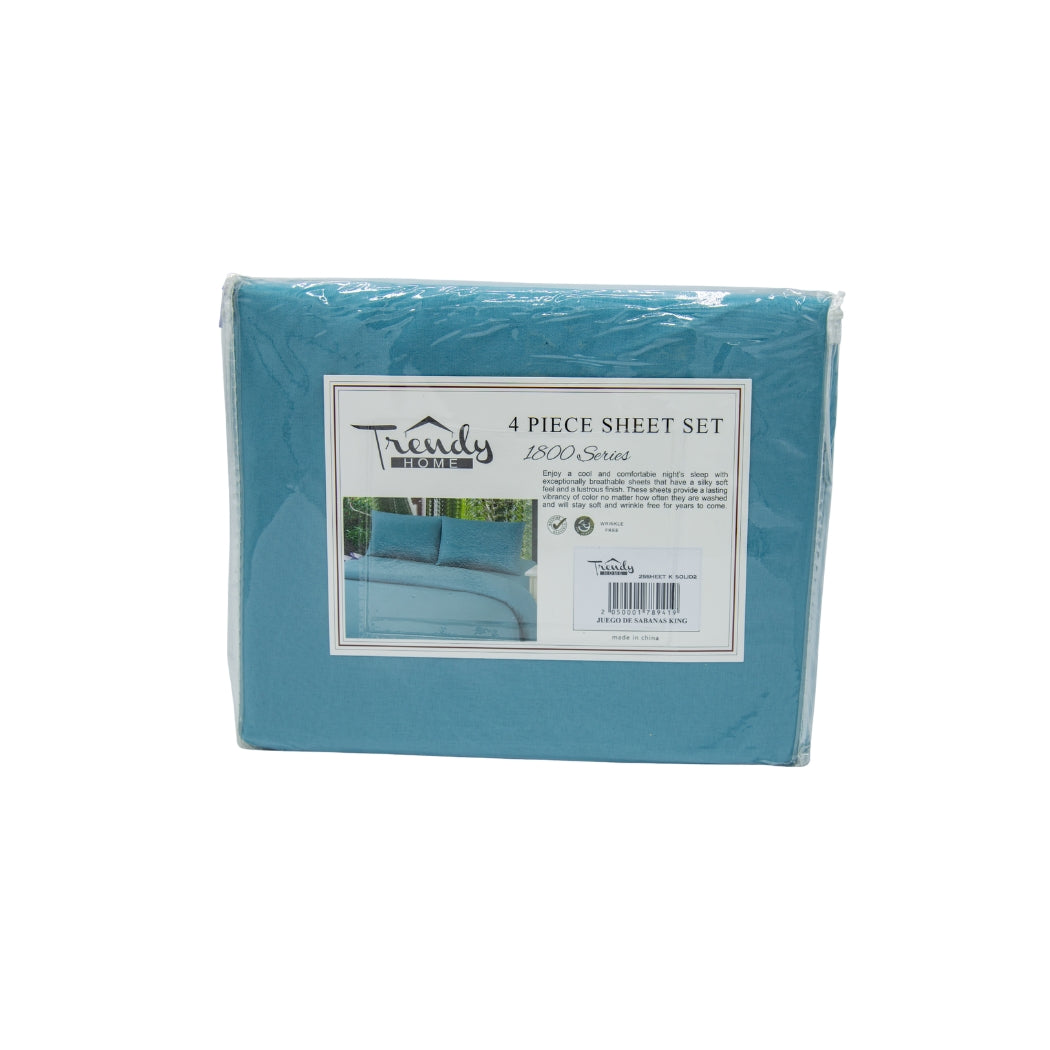 JUEGO DE SABANAS KING COLOR TURQUESA 4PZS