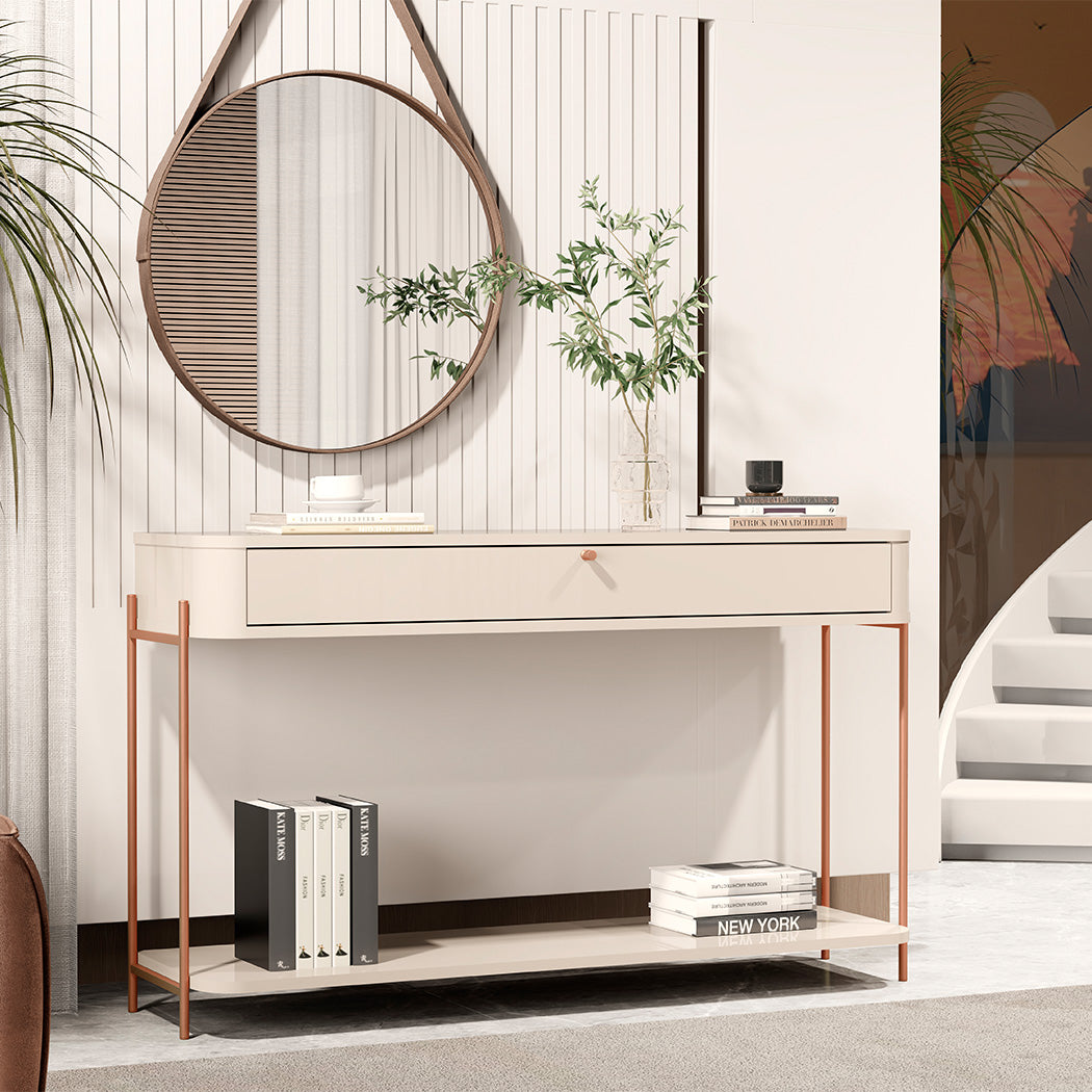 CONSOLA DECORATIVA OFF WHITE / BRONCE