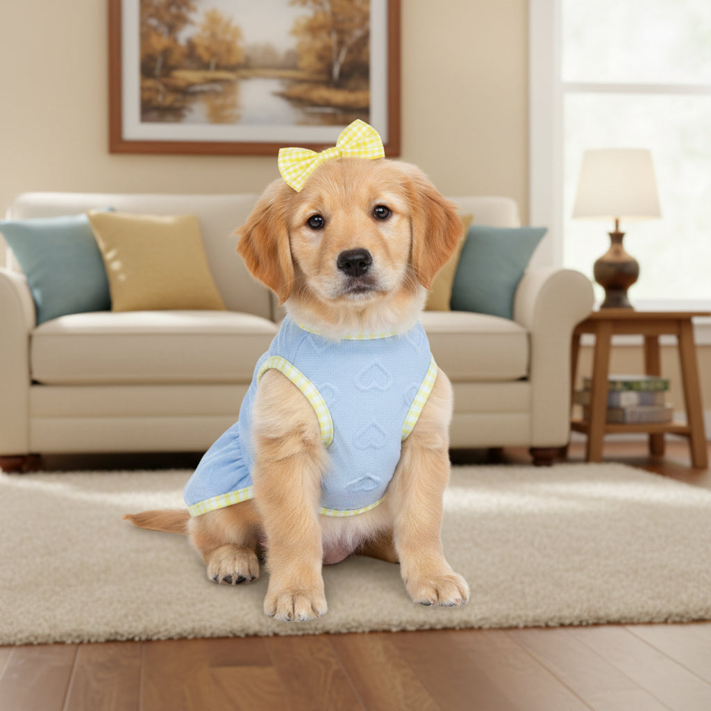 VESTIDO PARA MASCOTA CON DISEÑO DE CORAZONES