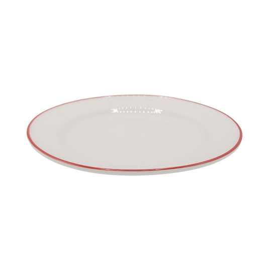 PLATO LLANO BLANCO CON BORDE ROJO 10 PLG