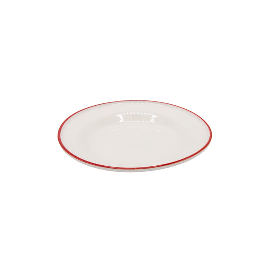 PLATO LLANO BLANCO CON BORDE ROJO 7 PLG