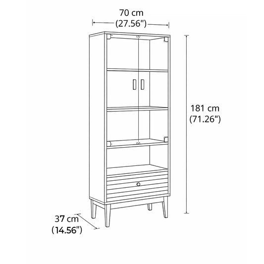 MUEBLE BAR BLANCO CON BEIGE 4 NIVELES Y 1 GAVETA EN LA PARTE INFERIOR