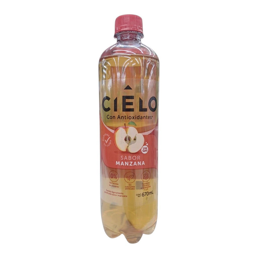 AGUA CON GAS SABOR MANZANA CIELO 670ML