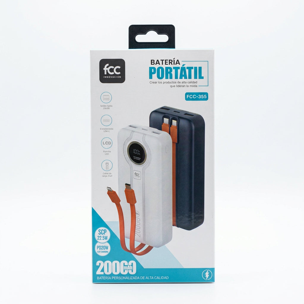 BATERÍA PORTÁTIL 20000 MAH FCC