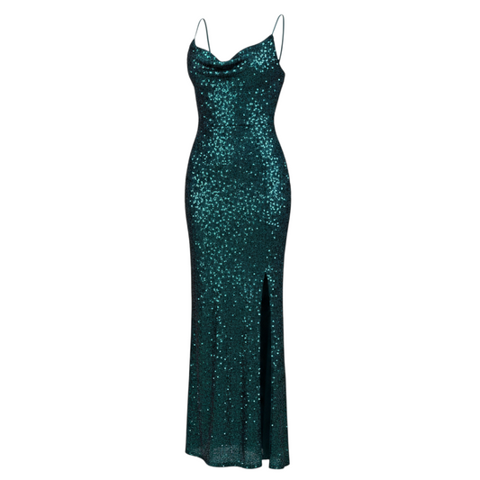 VESTIDO LARGO DE FIESTA VERDE ESMERALDA
