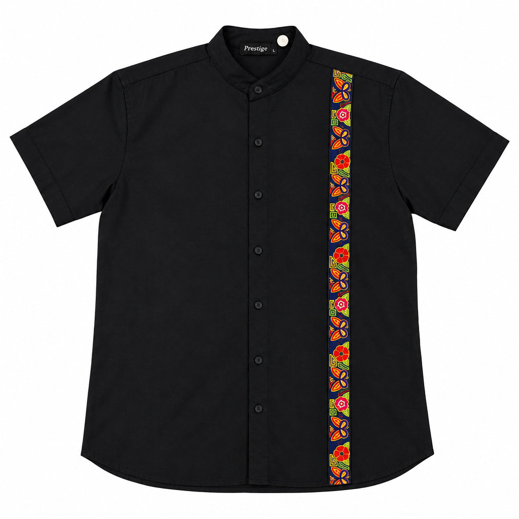 CAMISA TÍPICA DE CABALLERO CUELLO CHINO NEGRA