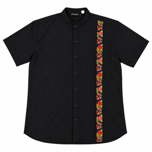 CAMISA TÍPICA DE CABALLERO CUELLO CHINO NEGRA