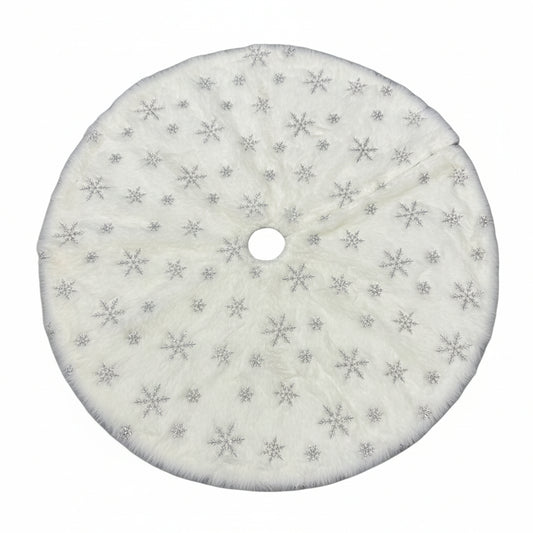 FALDA PARA ARBOLITO BLANCA CON DETALLES PLATEADOS