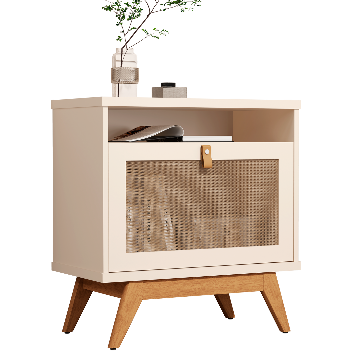 MESA DE NOCHE BEIGE UNA GAVETA