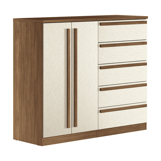 CÓMODA 2 PUERTAS 5 GAVETAS MARRÓN/CREMA