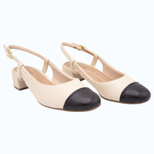 ZAPATOS DE PUNTA REDONDA NEGRO/BEIGE