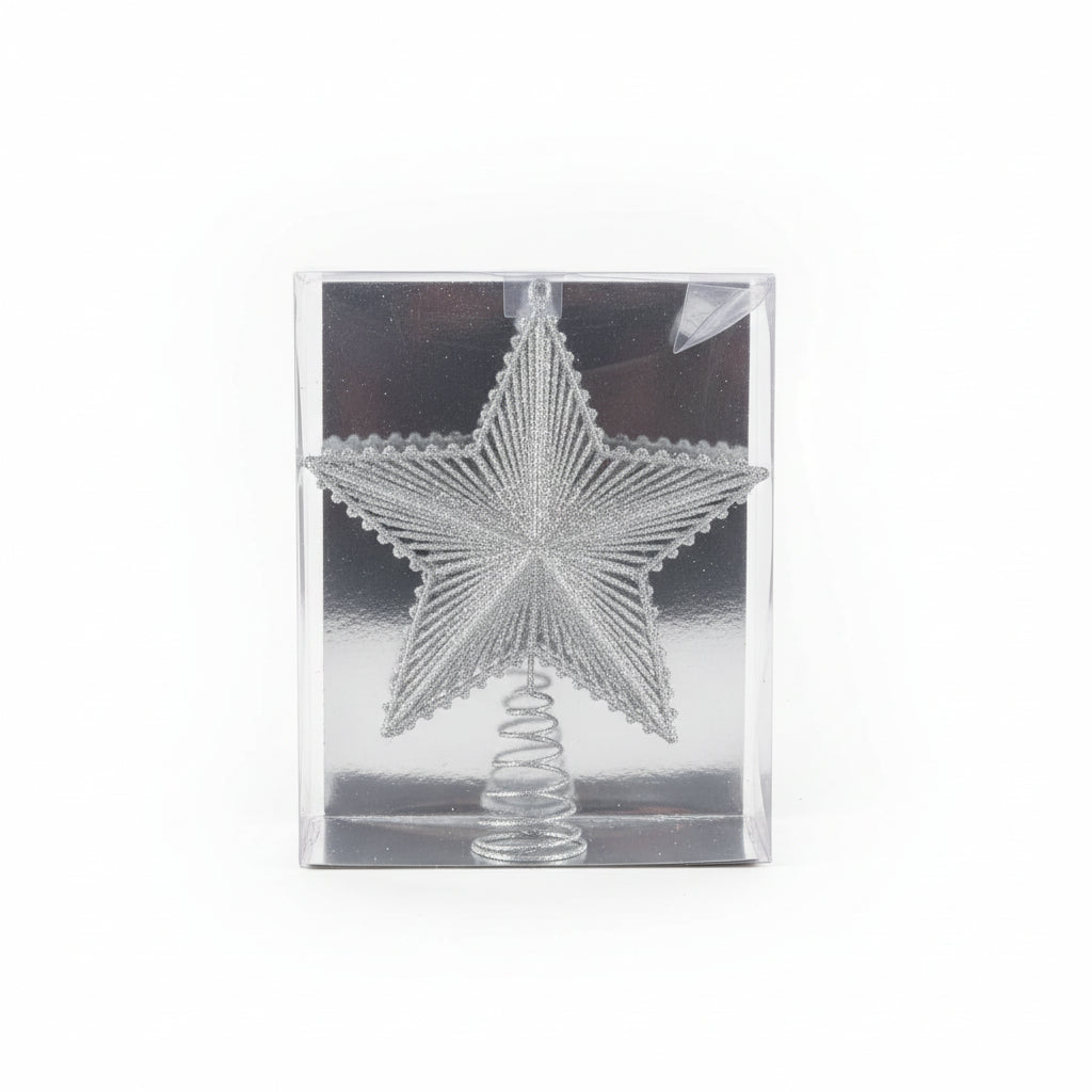 ESTRELLA PUNTA DE ÁRBOL DE NAVIDAD PLATEADA