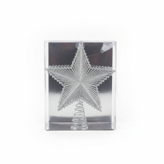 ESTRELLA PUNTA DE ÁRBOL DE NAVIDAD PLATEADA