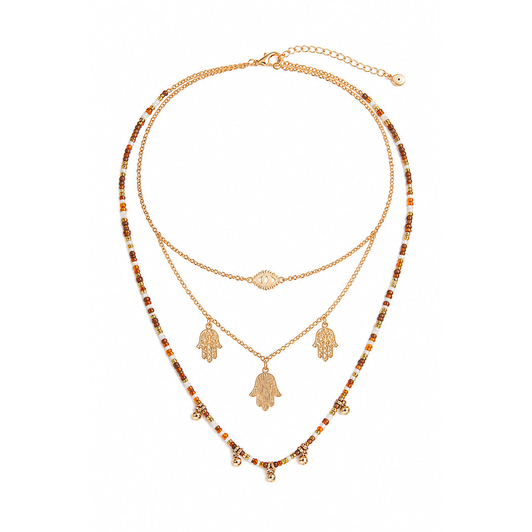 COLLAR DE 3 CAPAS MANO DE HAMSA