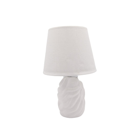 LAMPARA DECORATIVA BLANCA BASE ESCULPIDA