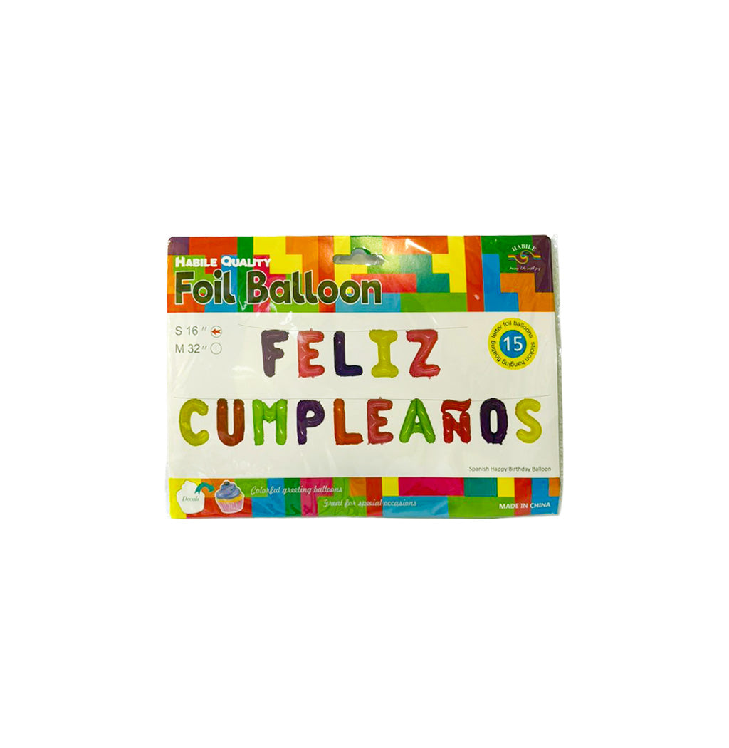 GLOBOS METALIZADO FELIZ CUMPLEAÑOS