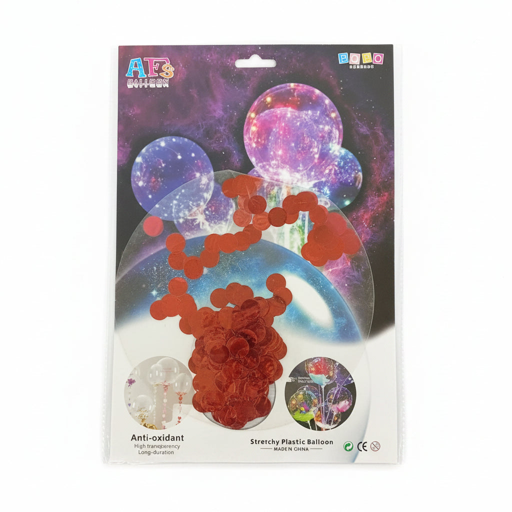 GLOBO PLÁSTICO DE ELÁSTICO CONFETTI 1PZ