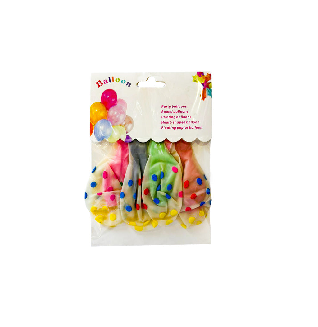 GLOBOS RELLENOS CON PUNTOS DE COLORES 5PZS