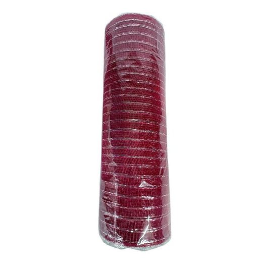 MALLA DECORATIVA GRANDE ROJA CON LINEAS PLATEADAS
