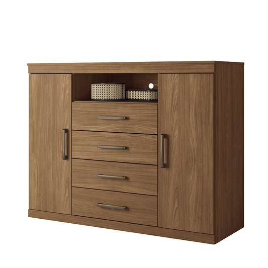 CÓMODA 2 PUERTAS 4 GAVETAS MARRÓN