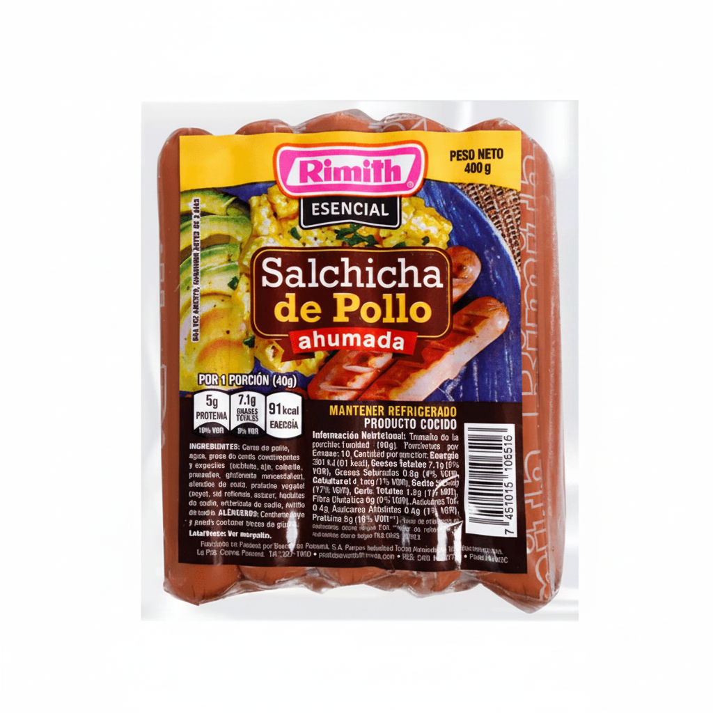 SALCHICHA AHUMADA DE POLLO RIMITH 400GR