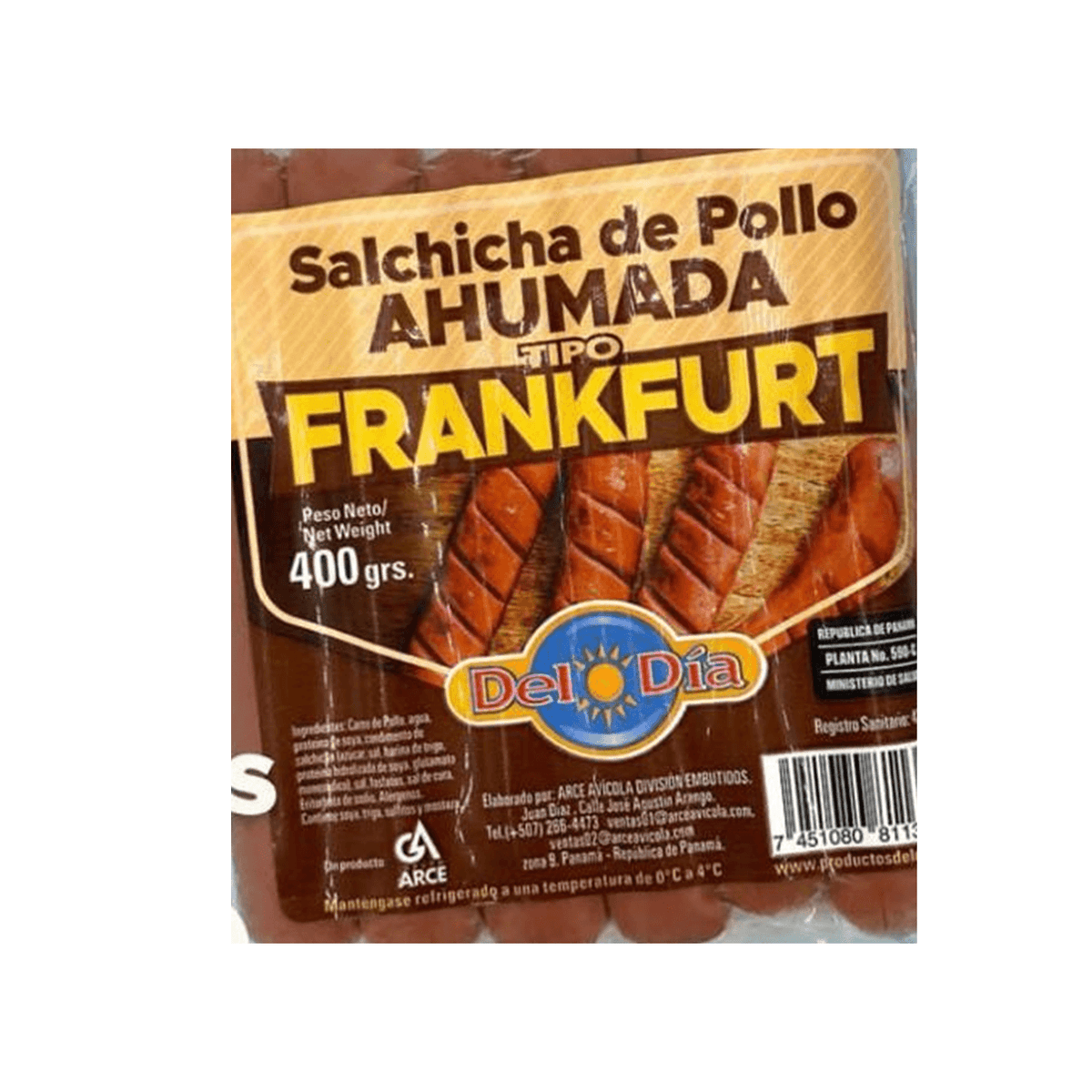 SALCHICHA FRANKFURTER POLLO DEL DIA 400G