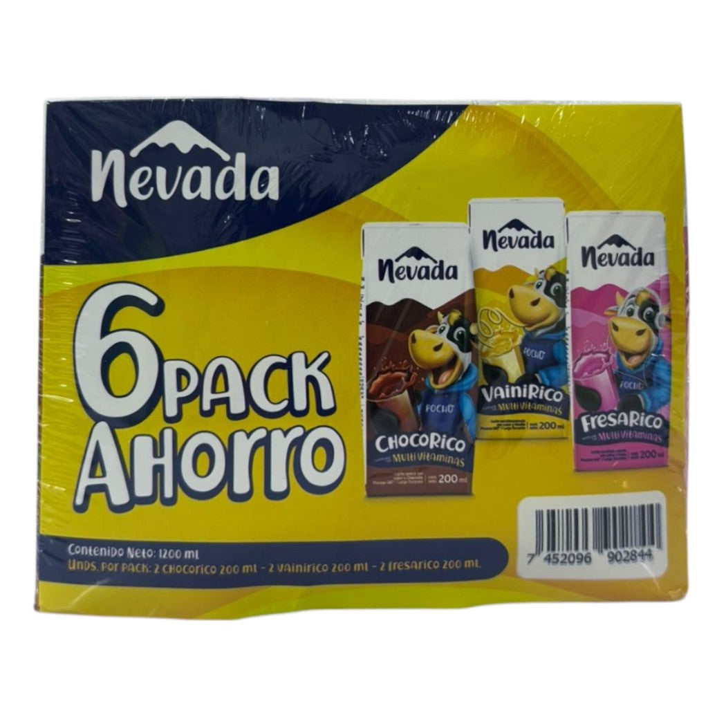 6PACK LECHE SURTIDA NEVADA 200ML