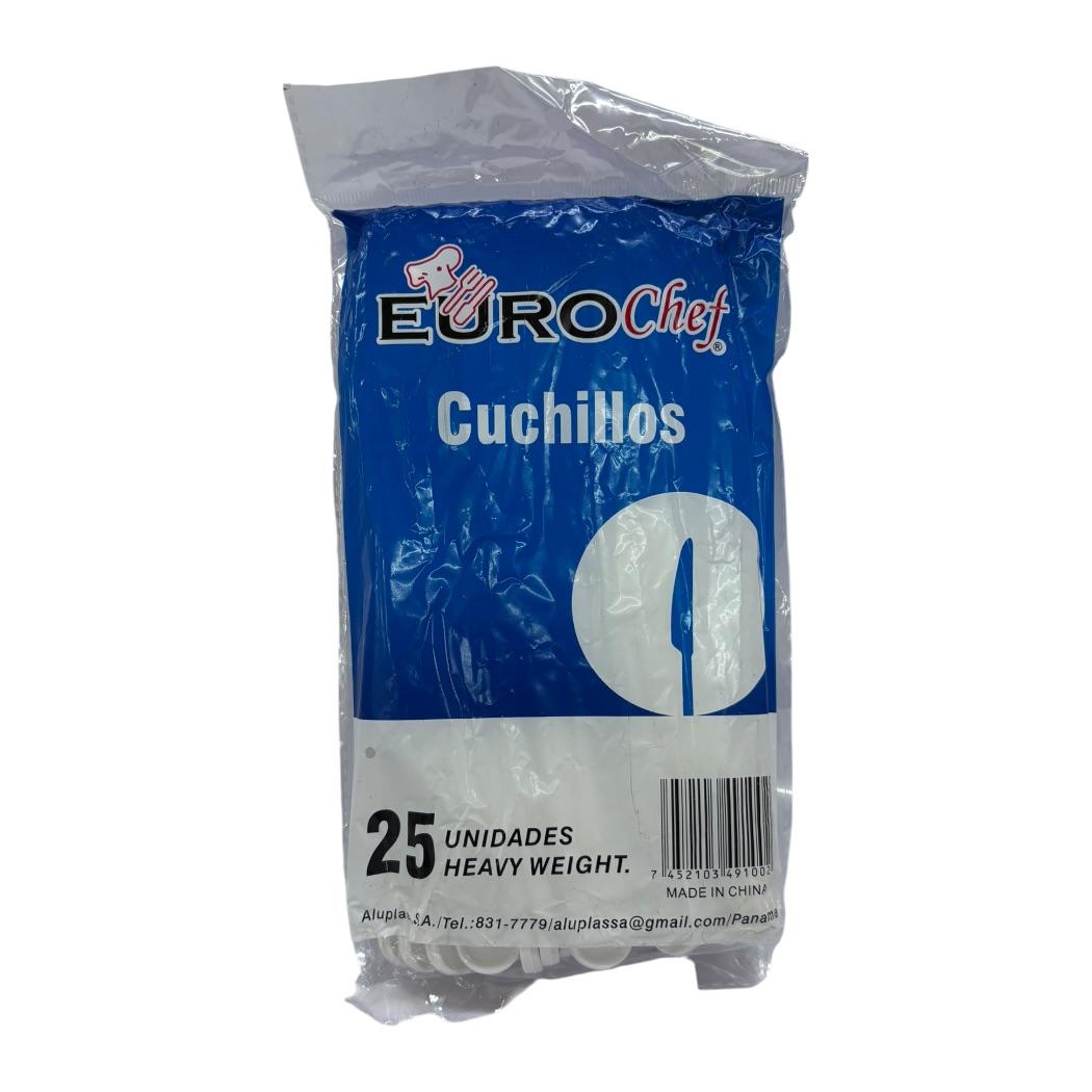 CUCHILLO DESECHABLE BLANCO 18CM 25PZS