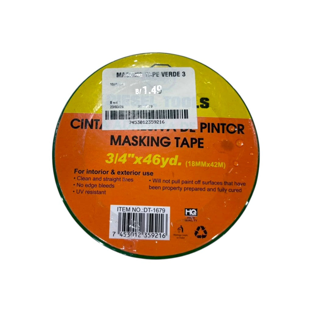 CINTA MASKING TAPE VERDE 3/4
