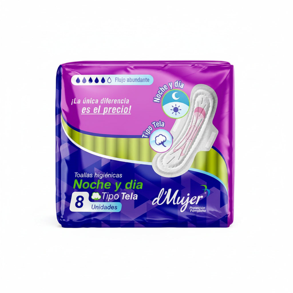TOALLA SANITARIA NOCHE Y DIA TELA 8U