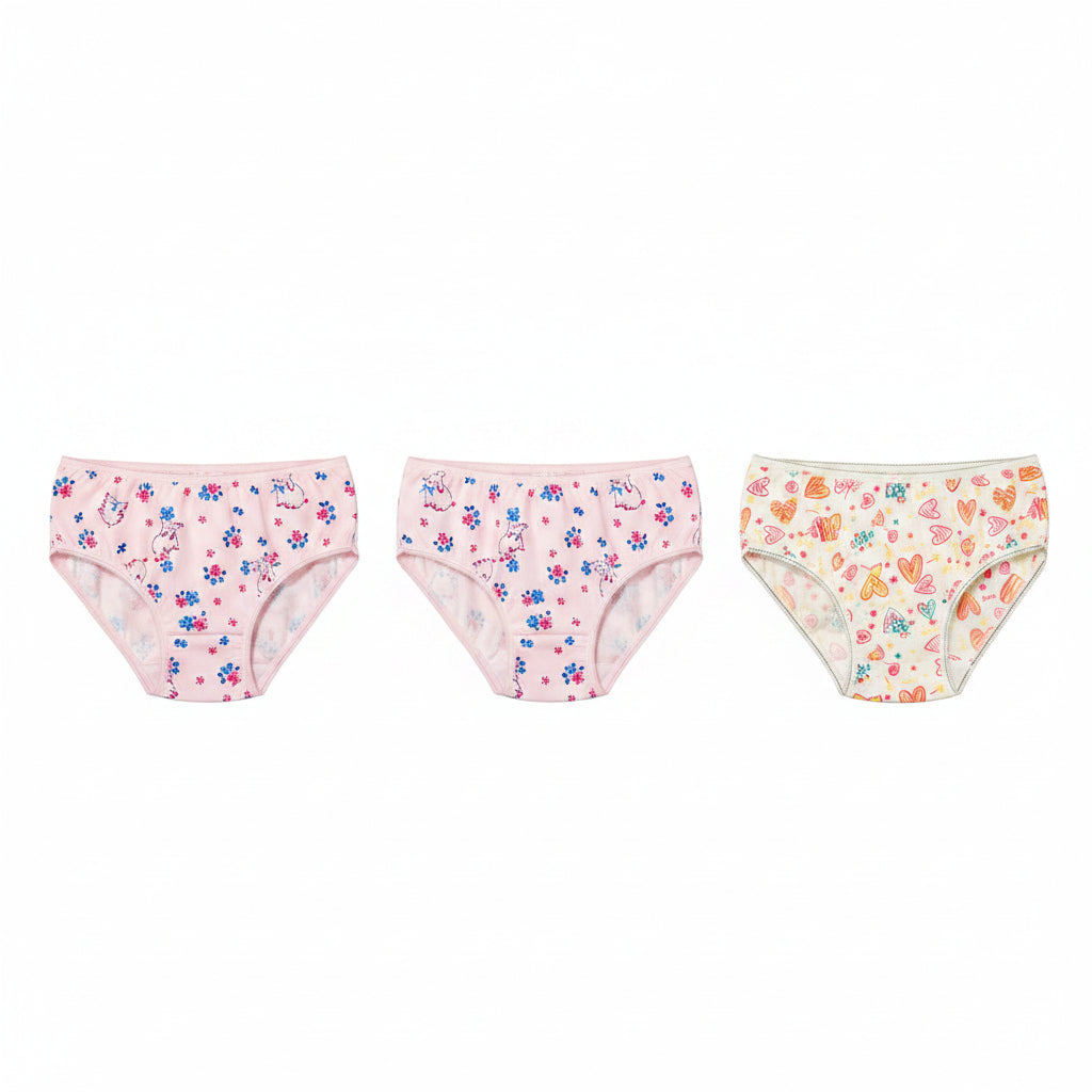 PANTY DE NIÑA DE FLOR, CORAZÓN, CONEJOS 3U