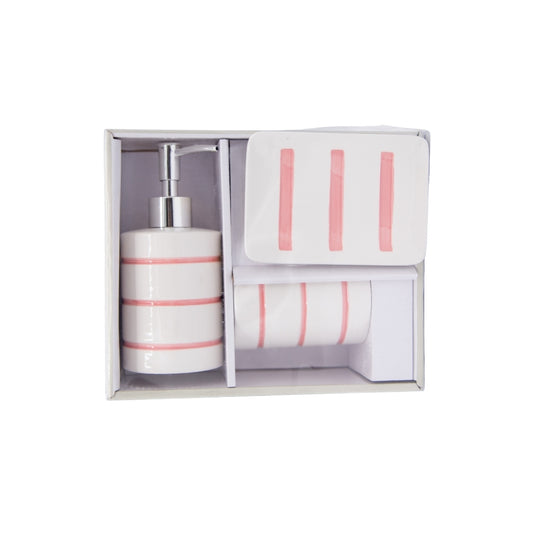SET DE BAÑO CERÁMICO CON RAYAS 3PZS