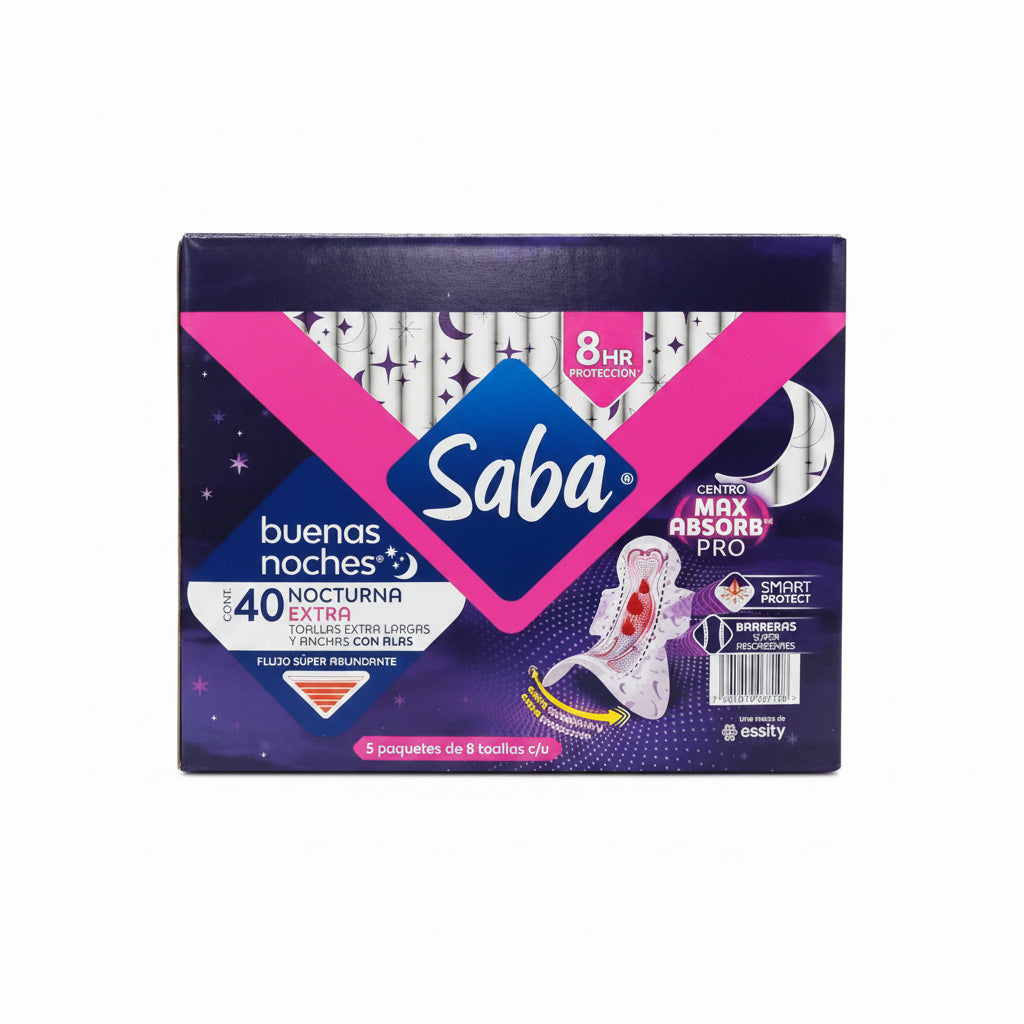TOALLAS SANITARIAS BUENAS NOCHES EXTRA SABA 40U