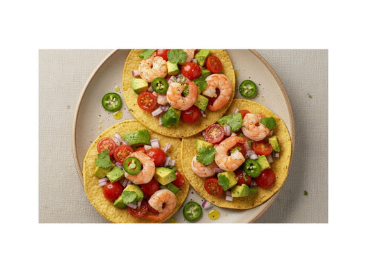 Tostadas de Camarón con Tomate Cherry