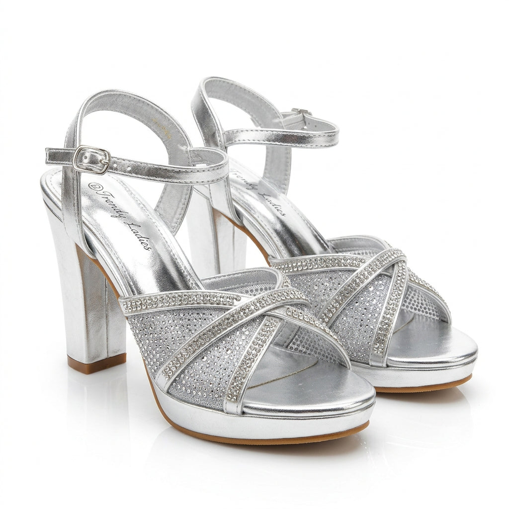 ZAPATOS DE TACÓN ELEGANTE PLATEADOS