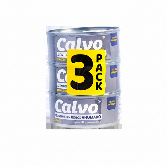 3PK ATÚN TROZOS AHUMADO CALVO 142GR
